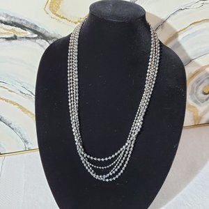 Vintage 14" Chain Five-Strands Dark Beads Fashion Necklace